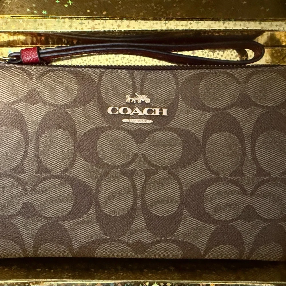 Coach Brown Signature Wristlet - Picture 3 of 5